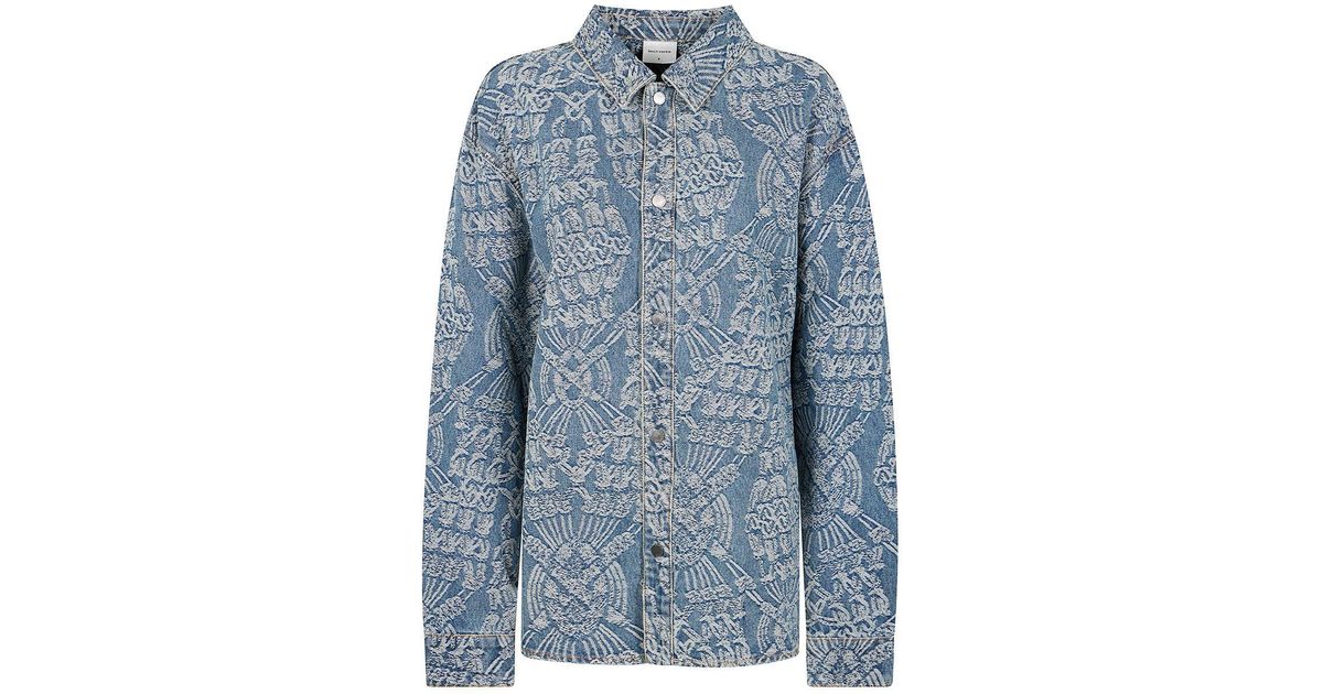 Tシャツ・カットソー DAILY PAPER SS25 MACRAME RAHUL SHIRT (2513092 MEDIUM) Daily Paper MACRAME RAHUL SHIRT Blue | BSTN Store