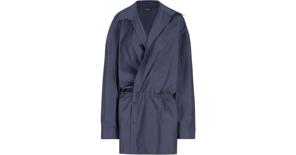 Balenciaga Dress Blue Clearance Balenciaga Dress Blue Outlet Polka Dot Silk  Midi Dress