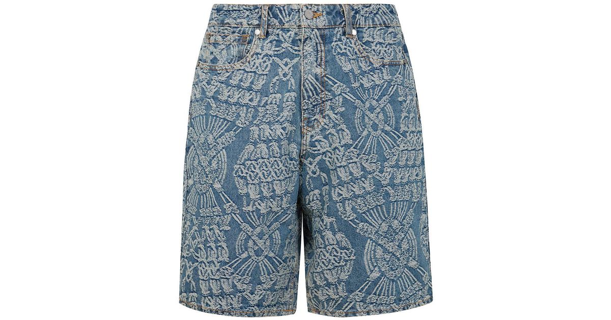 Daily Paper Macrame Denim Shorts in Blue | Lyst