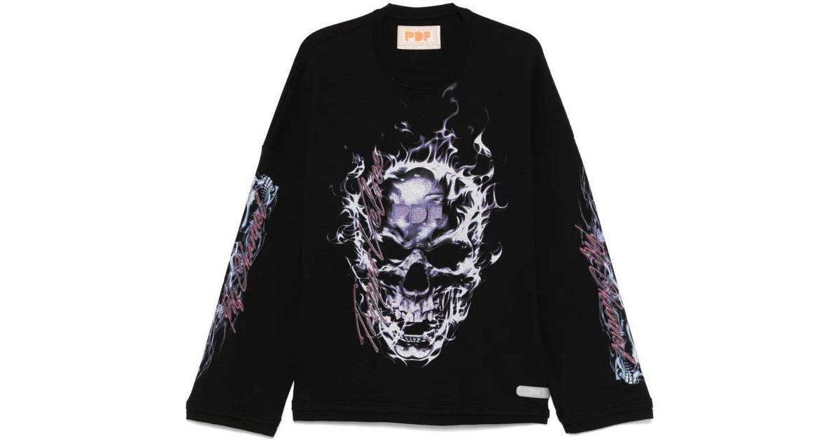 PDF Skull Longsleeve in Black for Men | Lyst