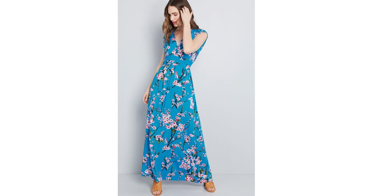 ModCloth Synthetic Feeling Serene Maxi Dress in Blue - Lyst