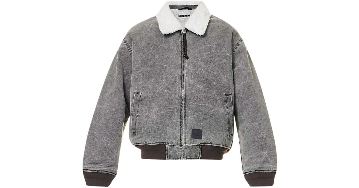 Acne Studios Cotton Canvas Bomber Jacket in Gray | Lyst