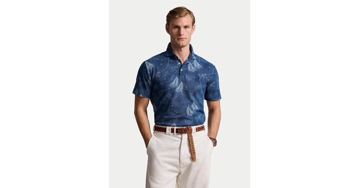 Polo Ralph Lauren Poloshirt 710941436001 Custom Slim Fit in Blau  