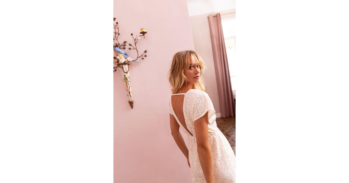Robe courte en dentelle au dos nu Molly Bracken en coloris Rose Lyst