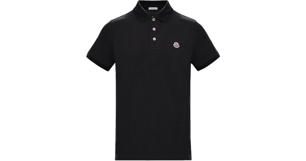 Moncler Cotton Logo Polo Shirt in Black for Men | Lyst