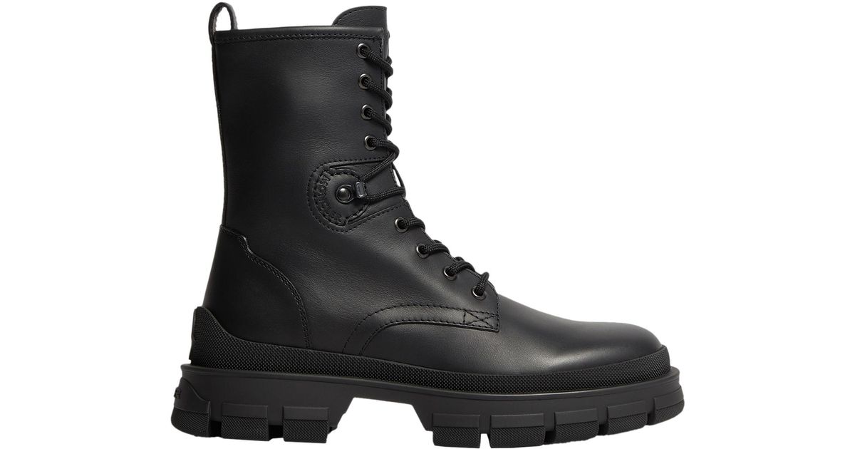 Moncler Leather Quilted Down Wedge Boots Black main image 0