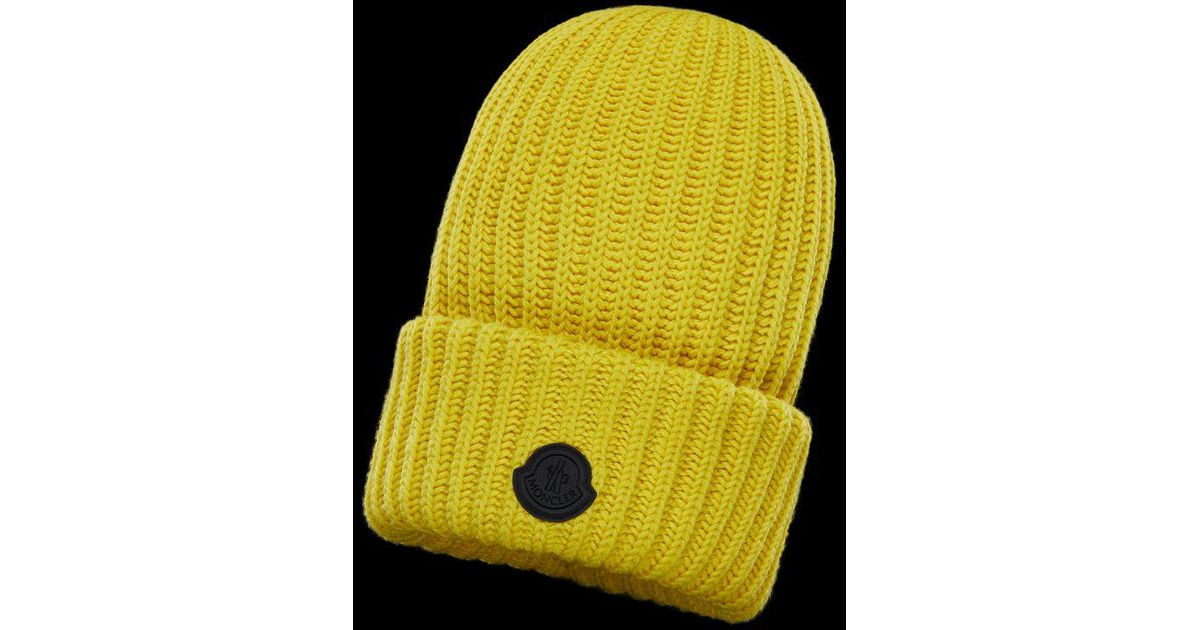 Moncler Wool Hat in Yellow - Lyst