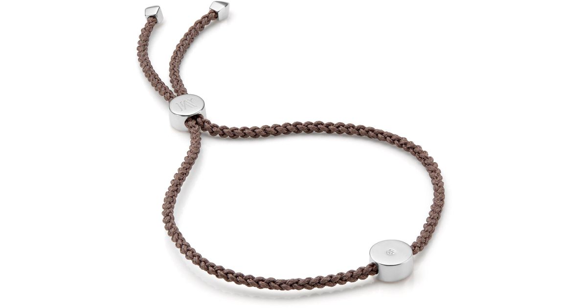 Monica Vinader Linear Solo Friendship Diamond Bracelet Lyst - Monica Vinader Linear Solo Diamond Pendant Necklace Silver