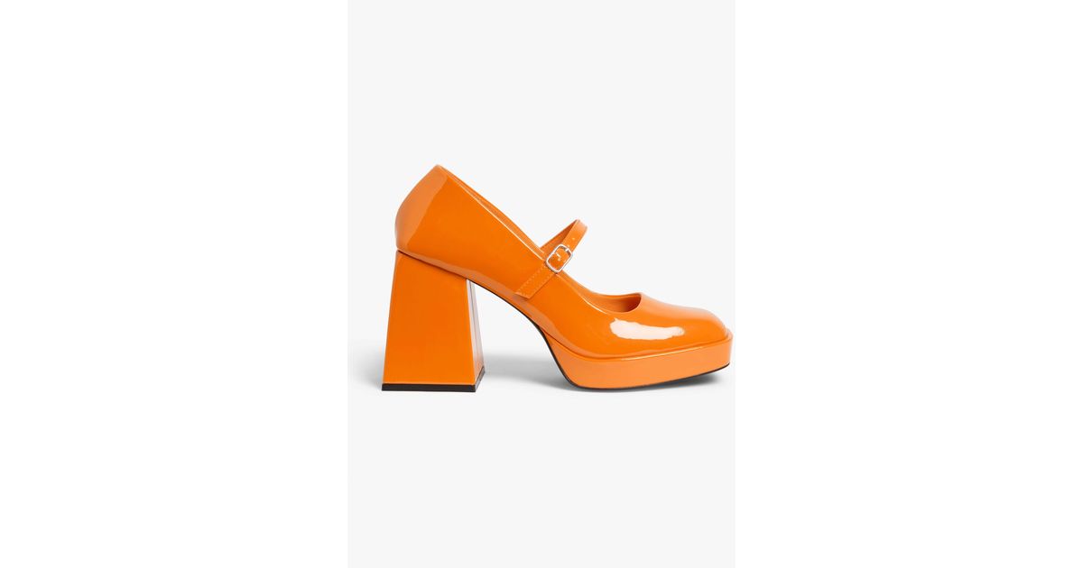 Monki Synthetic Orange Mary Jane Platform Heels Lyst Canada