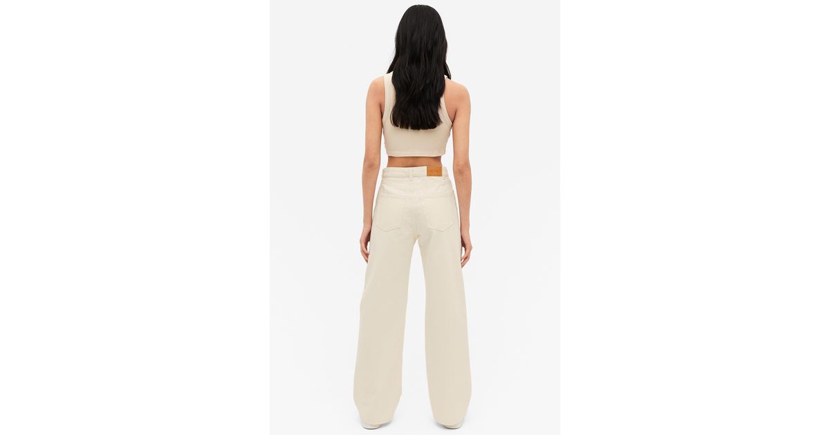 Monki Denim Yoko Off-white Jeans | Lyst 