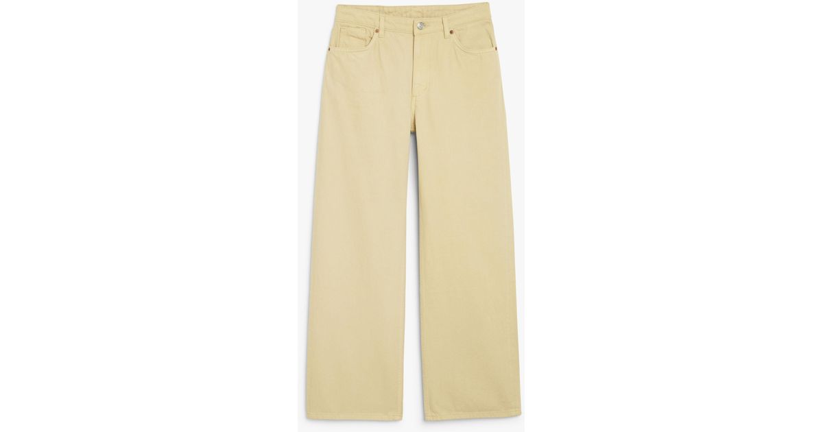 Monki Denim Yoko Light Beige Jeans in Yellow - Lyst