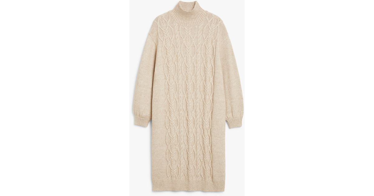 Beige Oversized Cable Knit Dress 