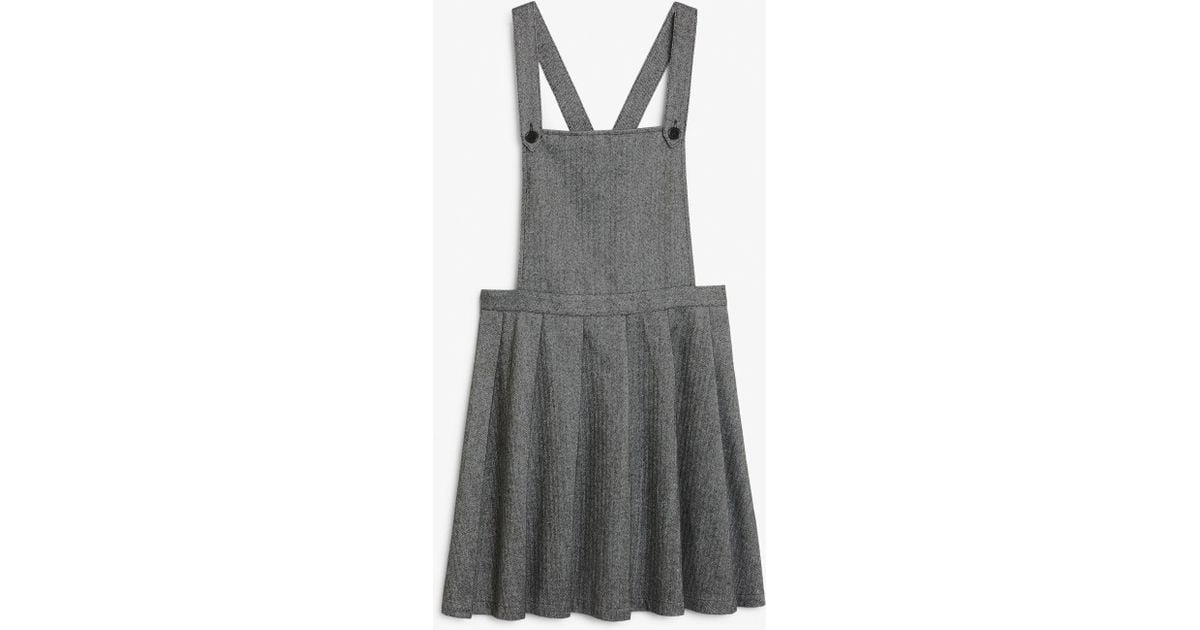 pleated dungaree dress