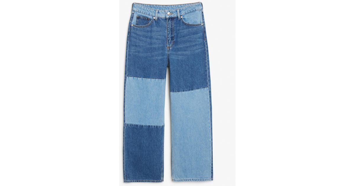 Monki Denim Mozik Colour Block Jeans in Blue - Lyst