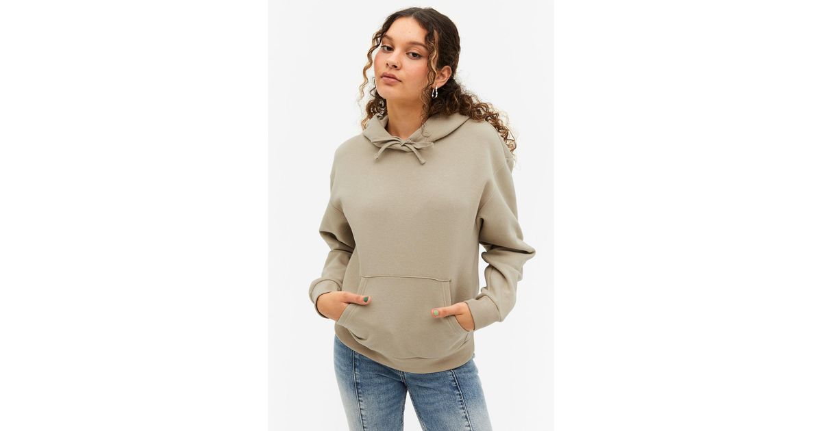 Monki Soft Drawstring Hoodie in Natural Lyst UK