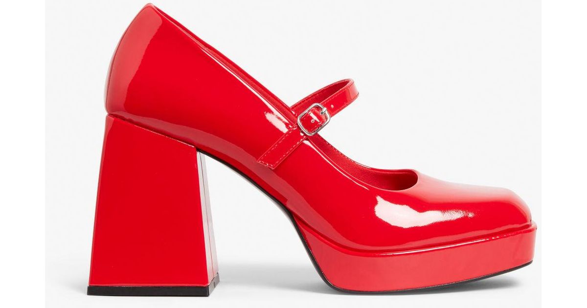 Monki Mary Jane Platform Heels in Red | Lyst UK
