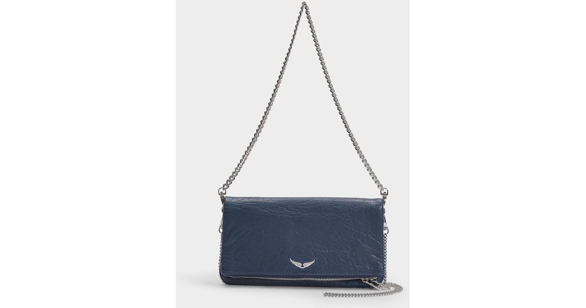 Zadig & Voltaire Leather Rock Bubble Crossbody Bag In Navy Calfskin in Blue  - Lyst