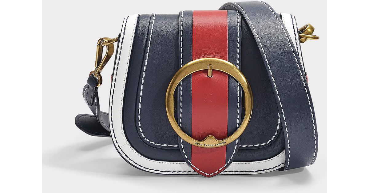 navy and red handbag