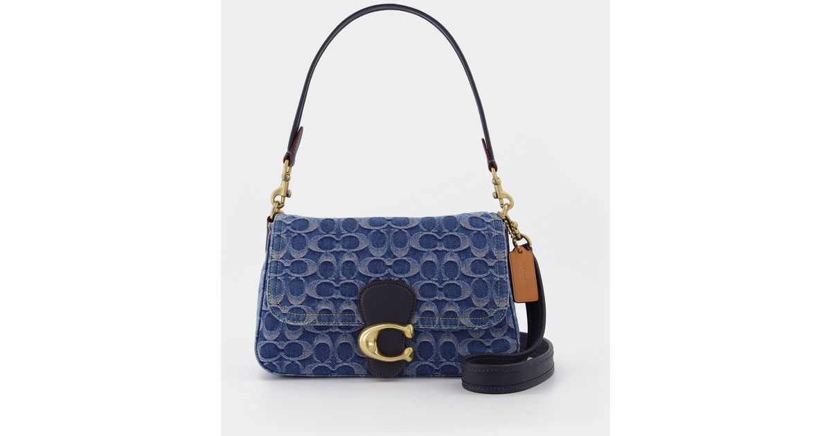 COACH Washed Denim Signature Soft Tabby Shoulder Bag in Blue Lyst