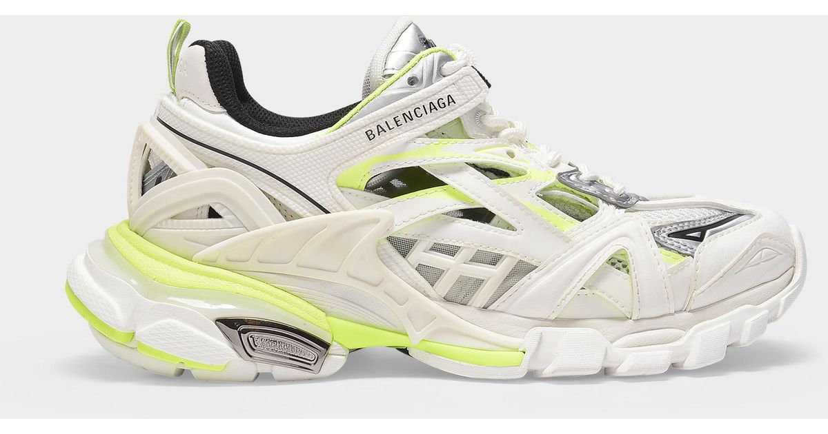Balenciaga Track.2 Open Trainers In White And Fluo Yellow Synthetic ...
