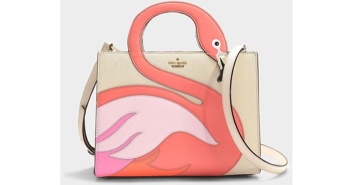 Kate Spade Leather Sam Thompson Street Flamingo Handbag In White Calfskin |  Lyst