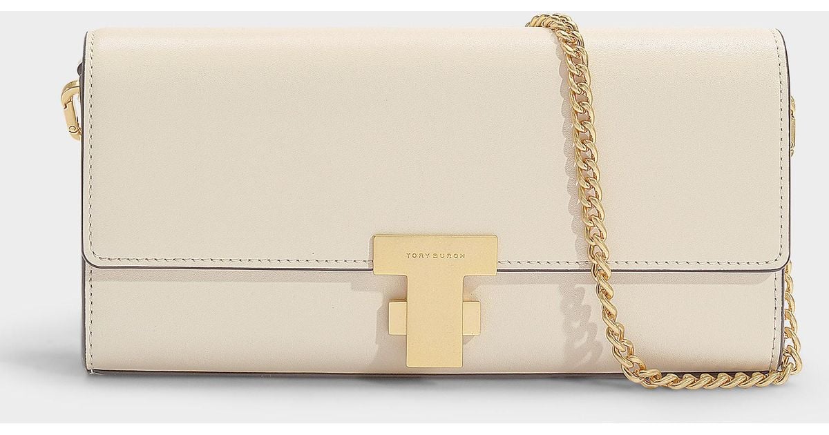 Tory Burch Juliette Clutch In New Cream Calfskin in Natural