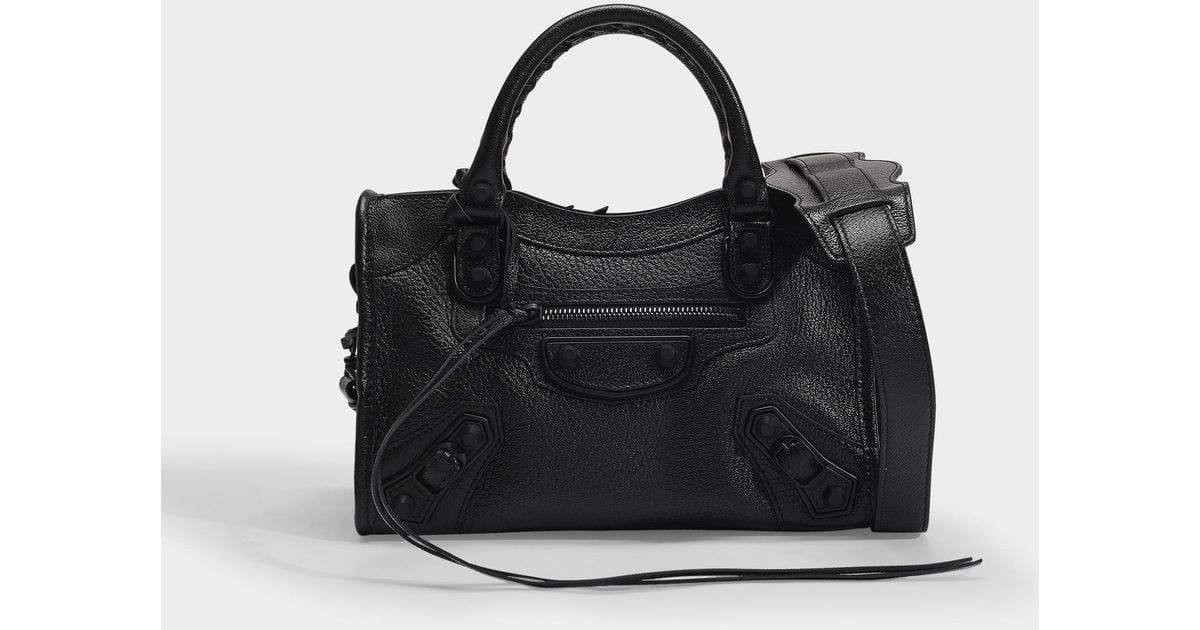 Balenciaga City Mini Metallic Bag In Black Goatskin | Lyst Canada