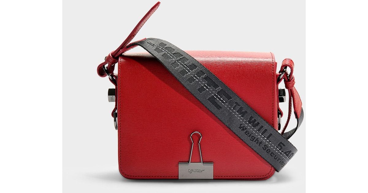 Off-White c/o Virgil Abloh Red Flap Bag In Red Calfskin