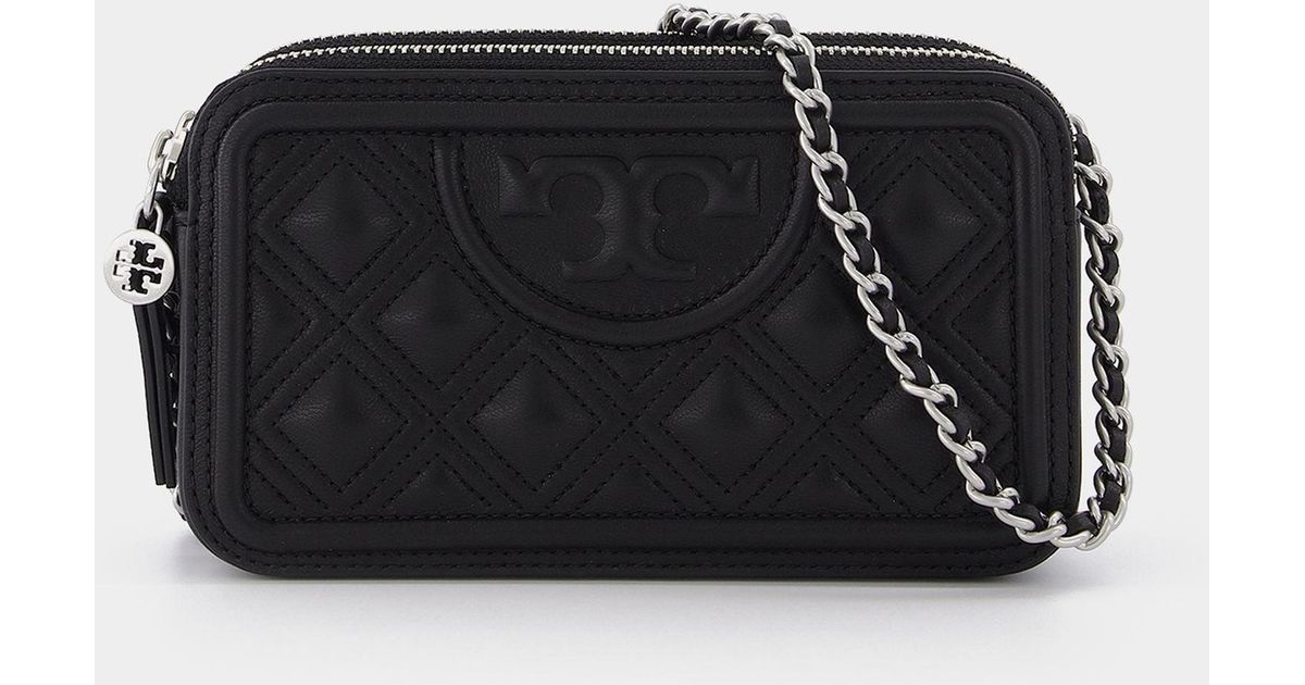 Tory Burch Leather Fleming Doublezip Mini Bag in Black Lyst