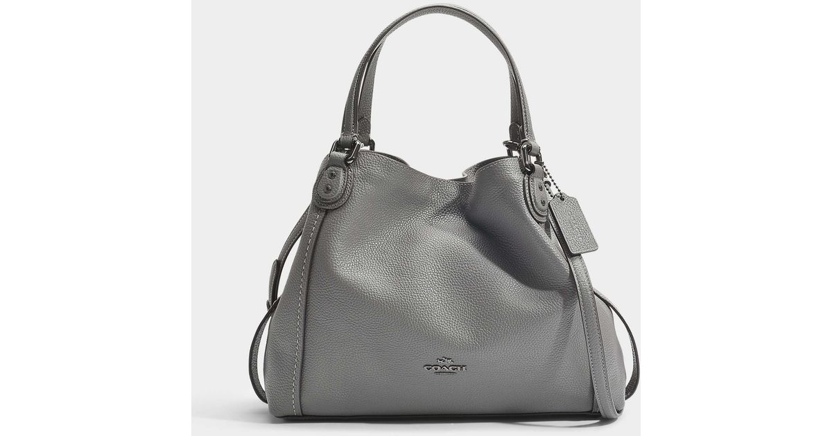 COACH Edie 28 Shoulder Bag In Black Calfskin in Gray | Lyst