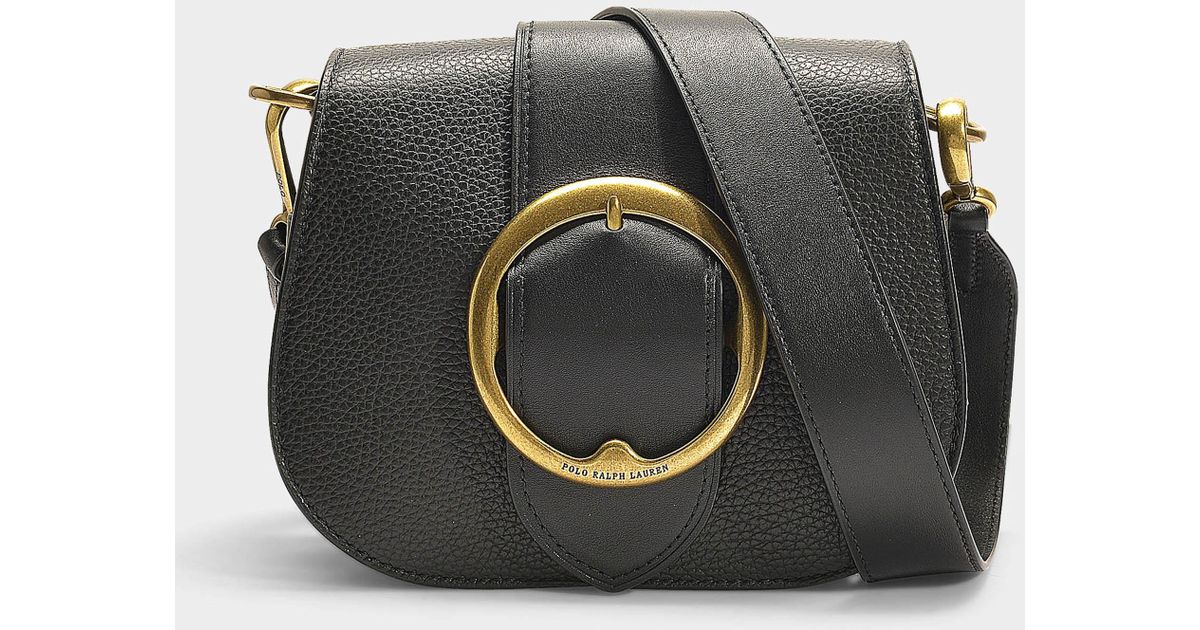 Polo Ralph Lauren Belt Saddle Lennox Medium Crossbody Bag In Black Calfskin  | Lyst