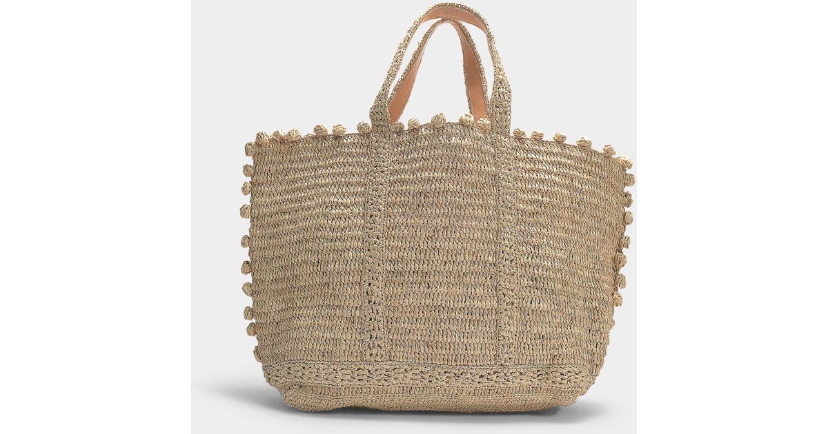 Vanessa Bruno Cabas Moyen+ Tote In Natural Bubble Leather And Raffia | Lyst