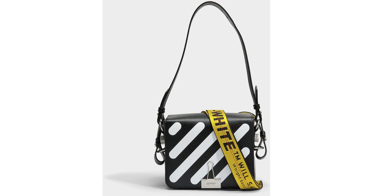 off white black and white bag