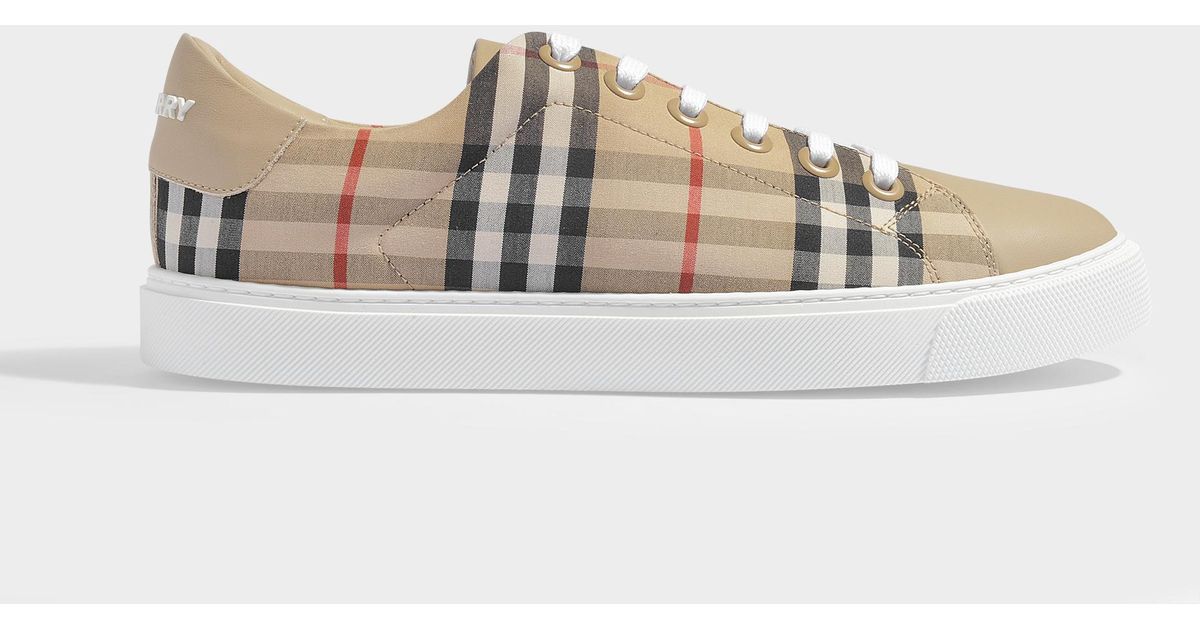 Burberry Albridge Vintage Check & Leather Sneaker in Natural | Lyst