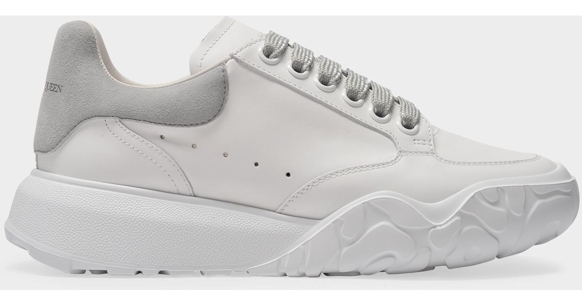 alexander mcqueen white leather court sneakers