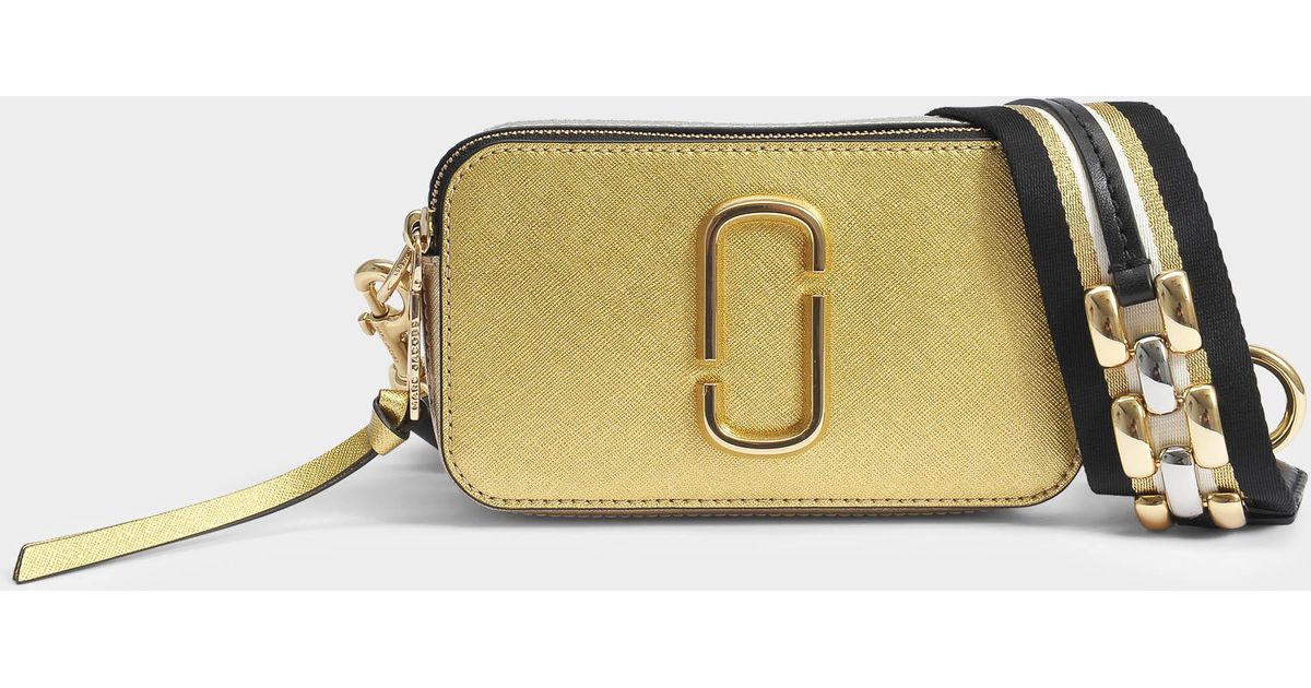 Marc Jacobs Metallic Snapshot Camera Bag In Gold Split Cow Leather Lyst