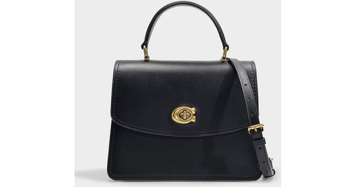 COACH Parker Top Handle Bag In Black Refined Calf Leather | Lyst