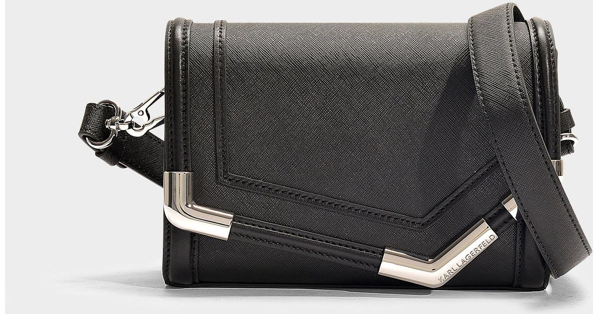 Karl Lagerfeld K/rocky Small Shoulder Bag In Black Calfskin - Lyst