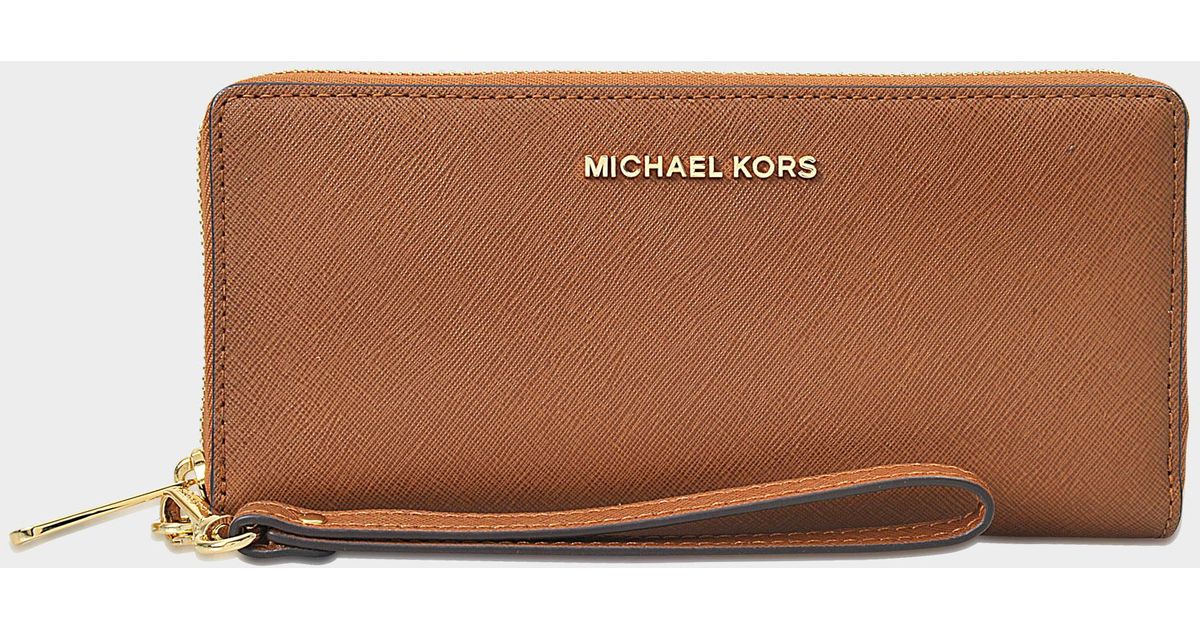MICHAEL Michael Kors Jet Set Travel Continental Wallet in Brown | Lyst