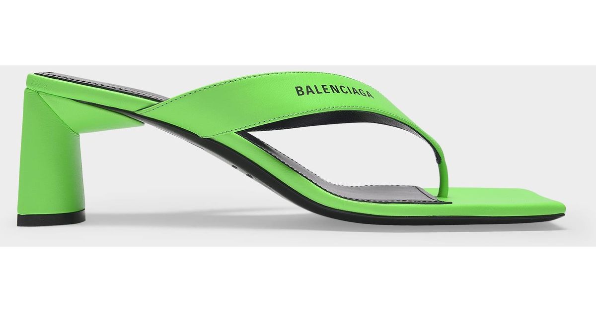 Slange det er nytteløst Forbandet Balenciaga Double Square 60mm Sandals In Fluo Green Leather | Lyst