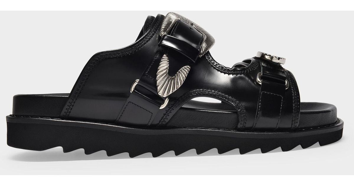Toga Virilis Leather Sandals in Black for Men - Lyst