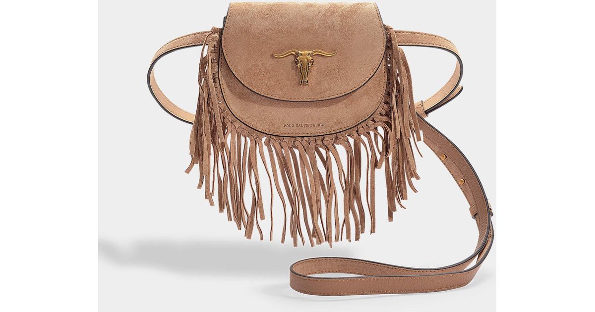 Polo Ralph Lauren Leather Montana Fringe Small Crossbody Bag In Brown  Calfskin in Pink | Lyst Canada