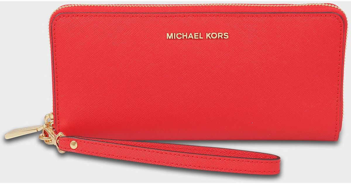 MICHAEL Michael Kors Jet Set Travel Continental Wallet In Bright Red ...