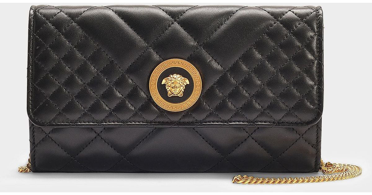 Versace Medusa Evening Bag In Black Quilted Nappa Leather