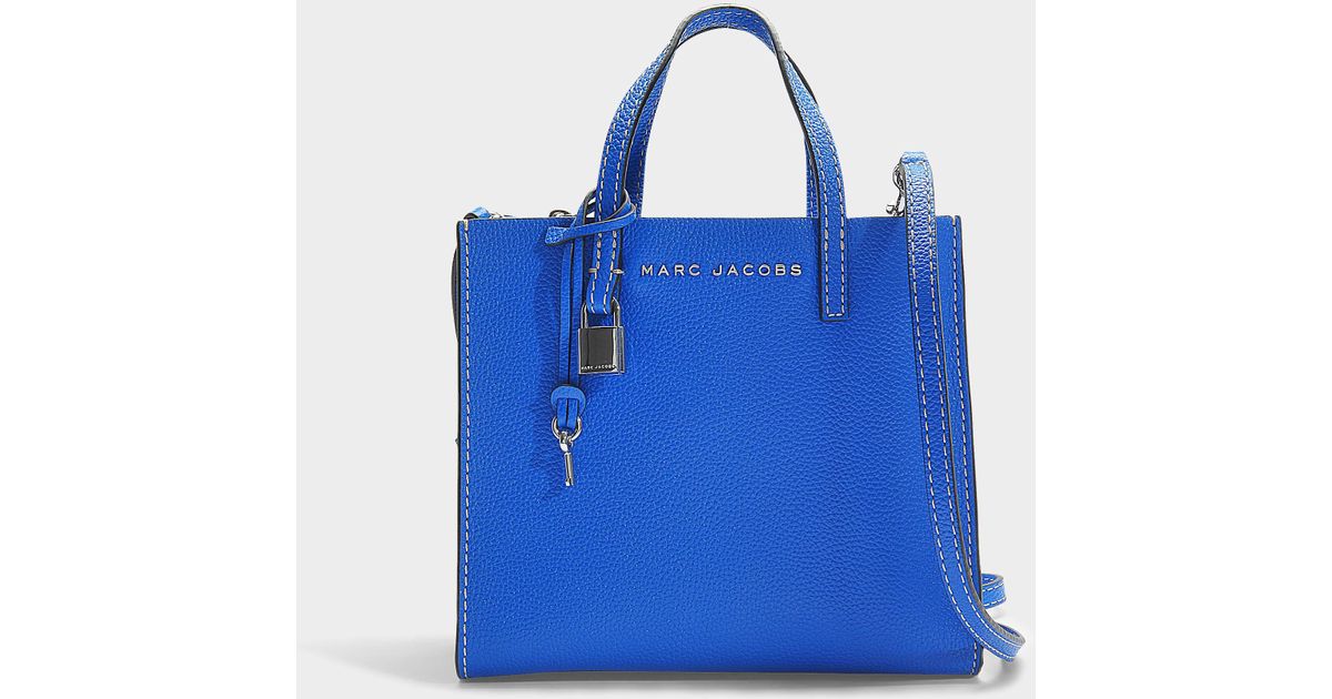 Sac à main the mini grind en cuir de veau bleu Marc Jacobs en coloris Blue Sac à main the mini grind en cuir de veau bleu Marc Jacobs en coloris Blue