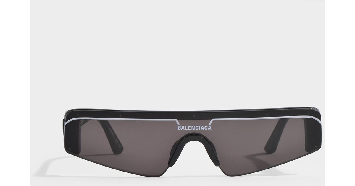 Balenciaga Ski Rectangle Sunglasses In Black Acetate With Black Lenses