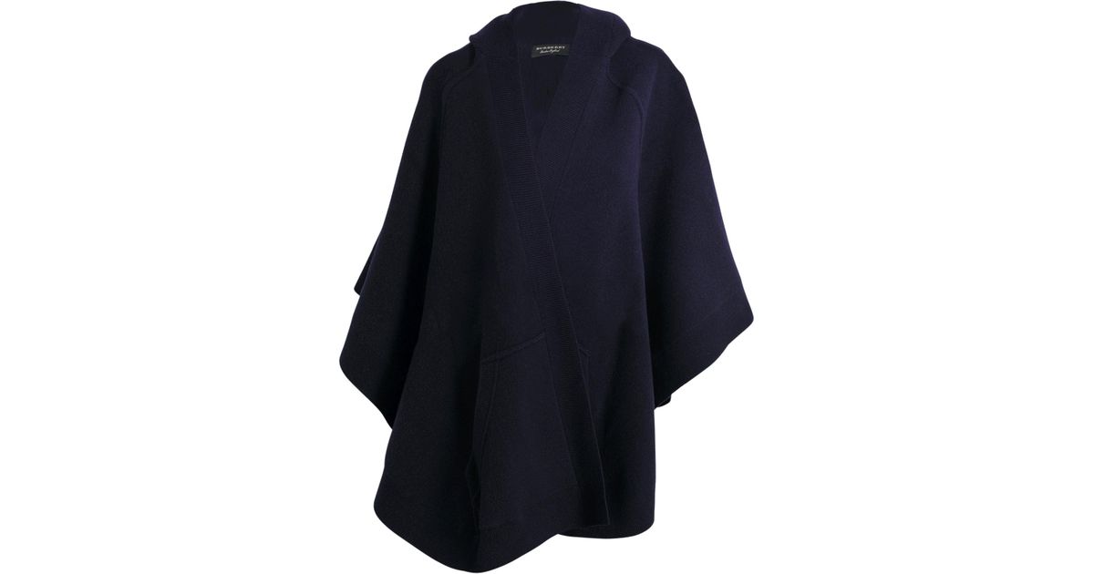 Burberry Pr Carla Hooded Knitted Poncho in Blue | Lyst
