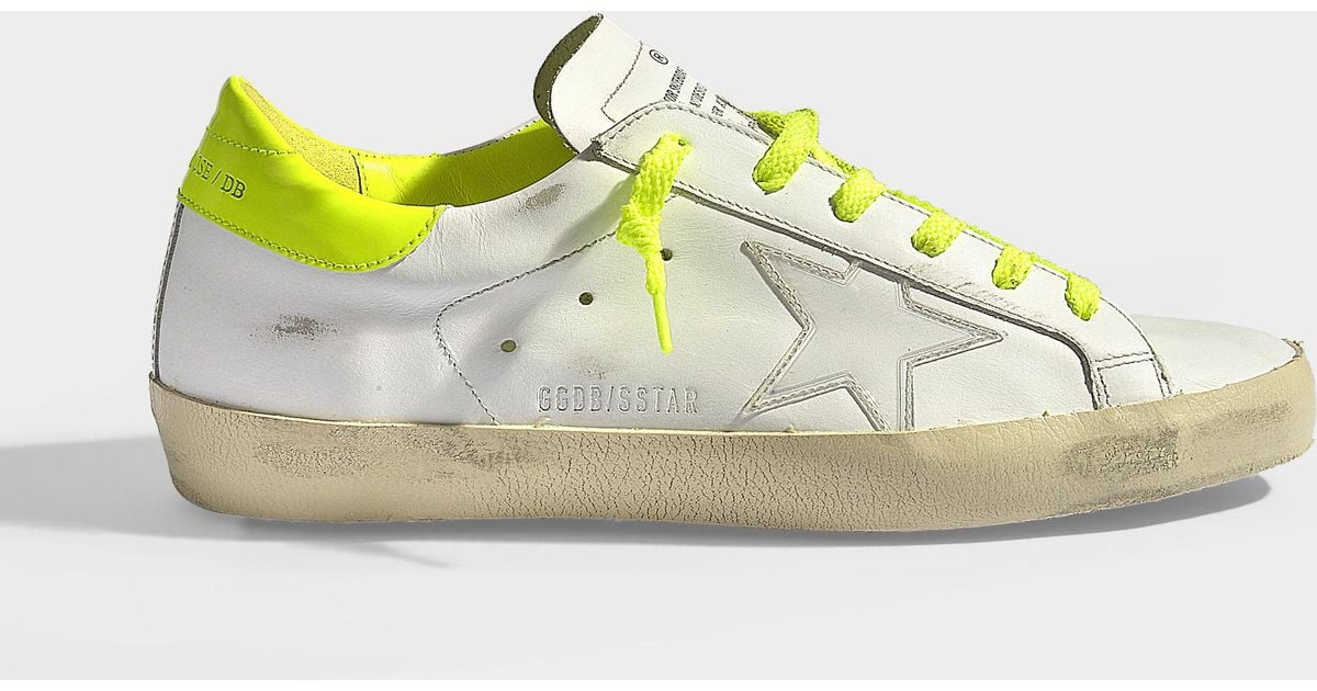 Golden Goose Fluro Superstar Sneakers In White And Yellow Neon Calfskin And  Goatskin | Lyst