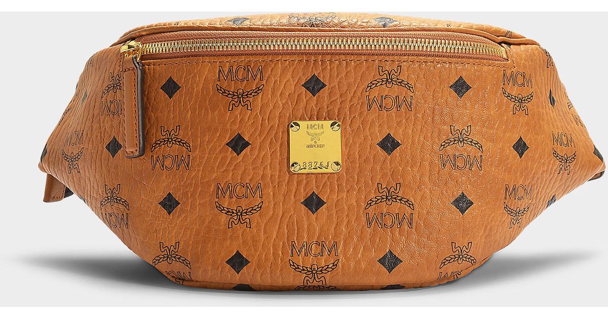 MCM Fursten Visetos Small Belt Bag Cognac in Brown Lyst