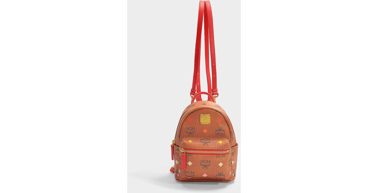 Mini Aren Chain Backpack in Visetos Cognac